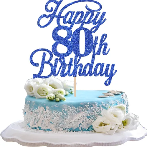 Miniatura 38 de Rsstarxi 1 paquete de decoración para tarta de cumpleaños 8 con purpurina negra de 8 años y fabulosos saludos a 8 años de edad, para celebrar el 8º