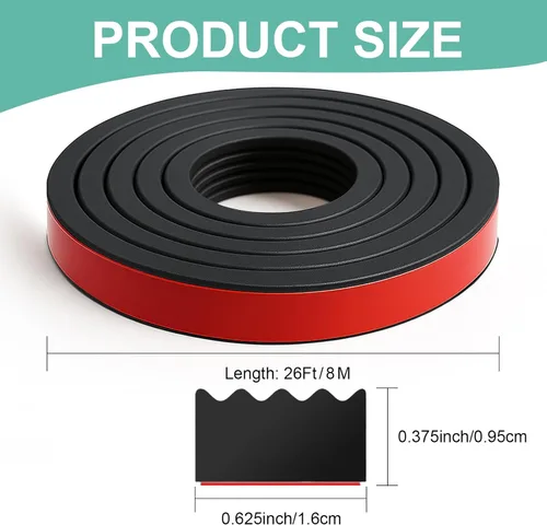 Miniatura 6 de Tira de Sellado de Burletes: Goma Espuma EPDM de 26 Pies con Adhesivo Fuerte para Puerta, Garaje, RV, Camión, Automóvil, Ventana, Aislamiento