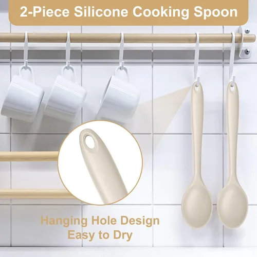 Miniatura 5 de E-far Juego de 2 cucharas de cocina de silicona, resistentes al calor, cucharas de cocina antiadherentes para hornear, agitar, servir, no tóxicas