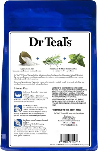 Miniatura 5 de Dr Teal's Epsom - Paquete combinado de baño de sal (6 libras en total), calma y duerme con lavanda y terapia de bienestar con romero y menta