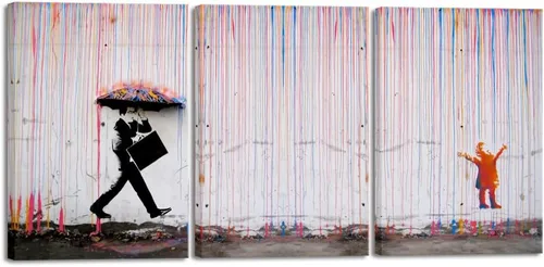 Miniatura 15 de Wieco Art Banksy Lluvia o Graffiti Colorido Callejero Famoso Pinturas en Lienzo Arte de Pared Moderno Inspirador Imágenes de Amor en Gris Impresión