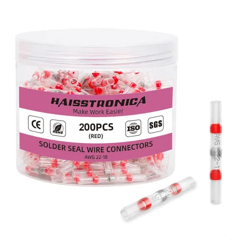 haisstronica 200 piezas de conectores de cable de soldadura, terminales de conectores de tope termorretráctiles impermeables para embarcaciones,