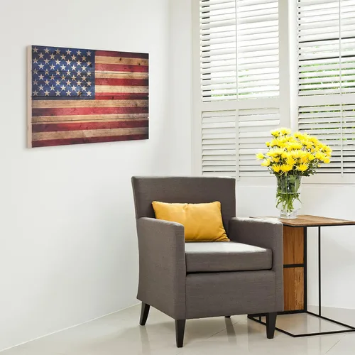 Miniatura 5 de Empire Art Direct Arte de pared con impresión digital de bandera estadounidense en madera maciza, 16 x 24 x 1.5 pulgadas, listo para colgar