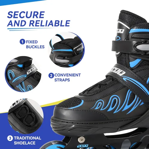 Miniatura 5 de Patines en línea para niñas y niños de 5 a 8 años, 8 a 12 años, ruedas iluminadas, tamaño ajustable, para niños, adultos, mujeres, exteriores Azul