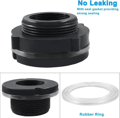 Miniatura 3 de 1 paquete de 1-1/2 pulgadas, conector de PVC para mamparo, adaptador de conector de tanque de mamparo para barriles de lluvia, tanque de agua