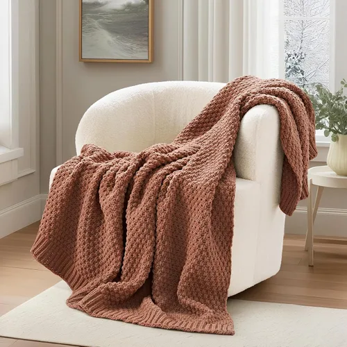 Miniatura 21 de EVERGRACEHOME Manta de punto de chenilla gruesa para sofá, suaves y lujosas mantas de punto con punto musgo para cama, acogedoras mantas decorativas