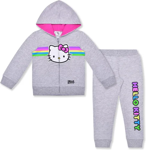 Hello Kitty Conjunto de sudadera con capucha y pantalones deportivos para niñas pequeñas, niños pequeños y grandes, multicolor, Varios colores
