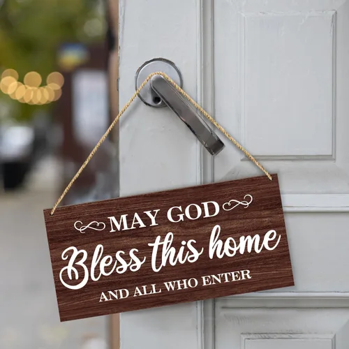 Miniatura 3 de Placa de madera cristiana para colgar en la pared, decoración cristiana del hogar, regalo de inauguración de la casa, Dios bendiga esta religión