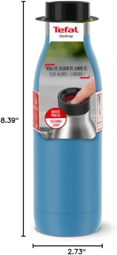 Miniatura 10 de TEFAL BLUDROP Botella de agua reutilizable, botella de acero inoxidable reutilizable, bebidas frías y calientes, apta para lavavajillas, a prueba