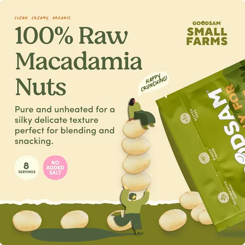 Miniatura 3 de GoodSAM Nueces de macadamia crudas orgánicas, sin sal, frutos secos enteros, sabor cremoso mantecoso, cultivadas de forma sostenible en granjas