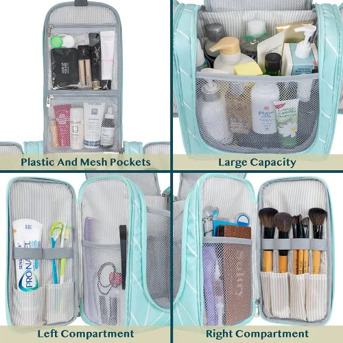 Miniatura 4 de PAVILIA - Bolsa de aseo para viaje para mujeres y hombres, organizador cosmético colgante, bolsa de maquillaje resistente al agua para accesorios