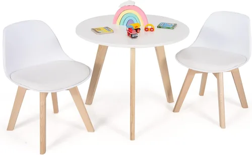 KOTEK Juego de mesa y silla para niños, mesa de actividades para niños y 2 sillas con asiento acolchado para edades de 3 a 8 años, juego de mesa