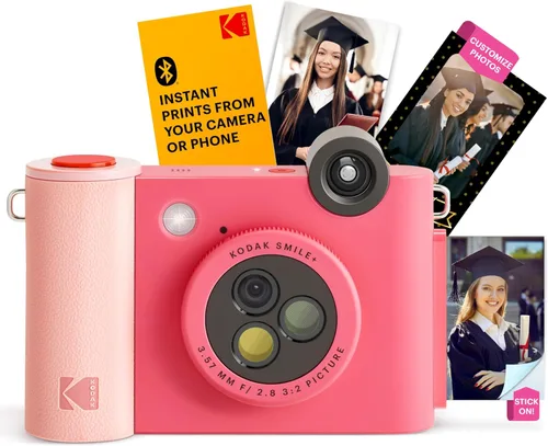 Miniatura 16 de Kodak Smile+ Paquete de regalo para cámara e impresora digital instantánea 2 en 1 + estuche + papel fotográfico Zink 2 x 3 con parte trasera Rojo
