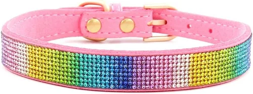 Miniatura 8 de Lindo collar para perro con diamantes de imitación brillantes, elegante collar de cristal diamante con purpurina bonita joya suave collares
