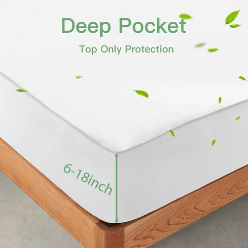 Miniatura 14 de Sufdari Protector de colchón impermeable tamaño Twin, funda de colchón silenciosa con bolsillo profundo de 18 pulgadas, a prueba de chinches