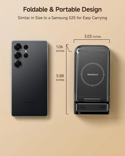 Miniatura 3 de Estación de carga para Samsung, SwanScout 703S, cargador inalámbrico para Galaxy S25 Ultra/S25+/S25/S25 Edge/S24 Ultra/S24+/S24/S23, Galaxy Watch