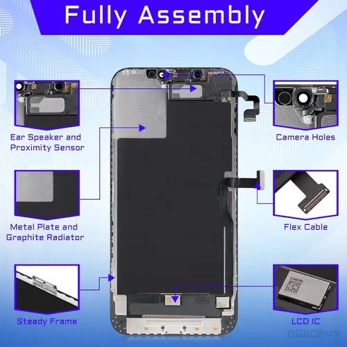 Miniatura 2 de Para iPhone 12 Pro Max Reemplazo de pantalla LCD de 6.7 pulgadas, digitalizador táctil 3D, montaje completo con altavoz de oído, sensor