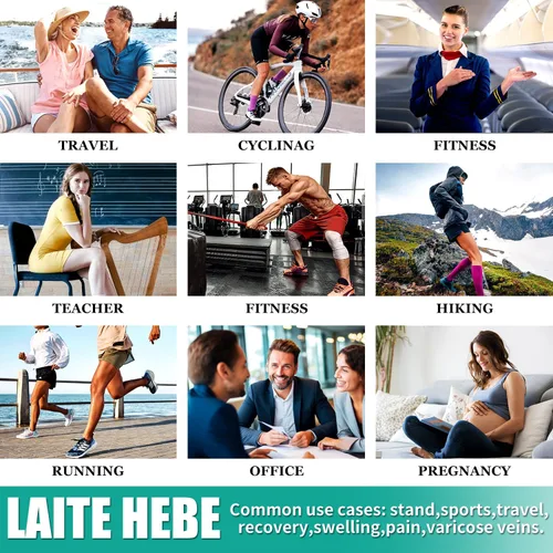 Miniatura 7 de Paquete de 3 pares de calcetines de compresión médica para mejorar la circulación de mujeres y hombres, para correr, hacer deporte y amamantar