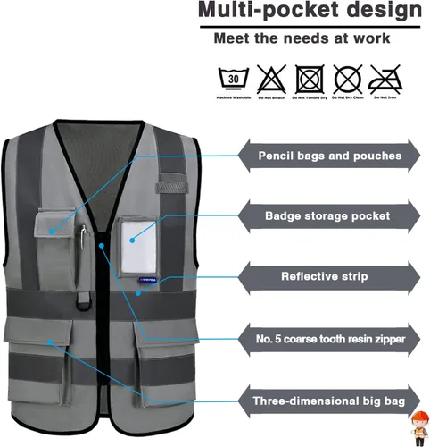 Miniatura 4 de A-SAFETY chaleco de trabajo gris