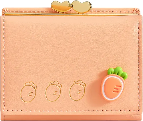 YINHEXI Cartera para mujer, tarjetero para mujer, pequeño bolso triple con bloqueo RFID, bonita cartera pequeña de cuero con bolsillo para mujeres,