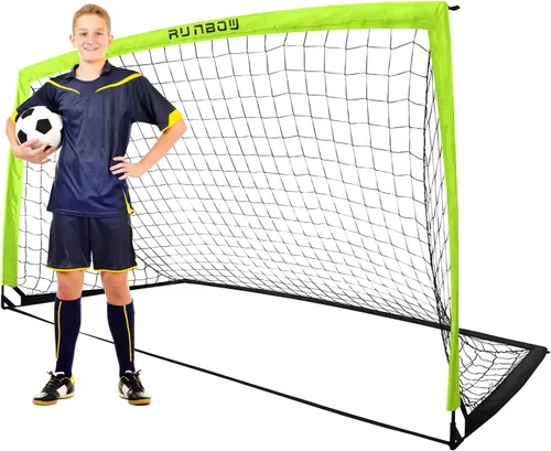 Miniatura 15 de Portería de fútbol infantil de 9 x 5 pies con bolsa de transporte, red de fútbol plegable portátil para entrenamiento en el patio trasero, uso