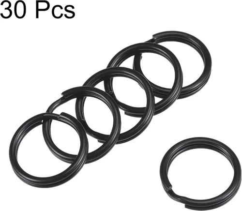 Miniatura 2 de uxcell Llaveros divididos de 0.591 in, conector de salto abierto para bolsa de mano con cremallera, hierro de pintura electroforética, paquete de 30