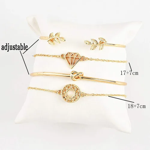 Miniatura 6 de Pulseras para niñas adolescentes 4 unidsset pulsera abierta brazalete ajustable joyería exquisita cadena de mano regalo para fiesta
