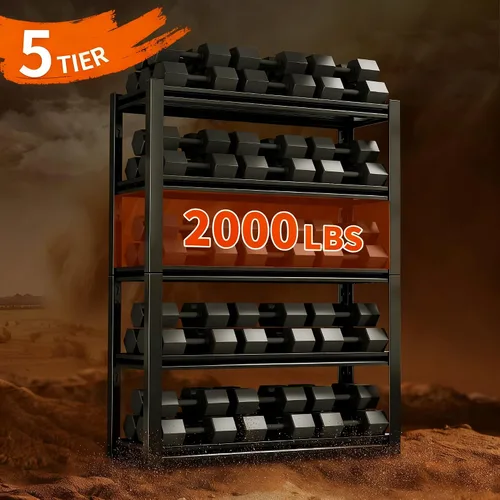 Miniatura 4 de Estantería de garaje de 72 pulgadas de alto, estantes de metal de almacenamiento de 2000 libras, estantes industriales ajustables de 5 niveles