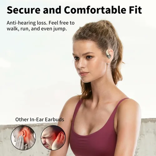 Miniatura 7 de BUGANI Auriculares de oreja abierta, Bluetooth 5.2 Auriculares de oreja abierta con micrófono, conversación clara ENC, sonido estéreo inmersivo