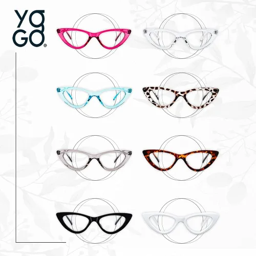 Miniatura 4 de Yogo Vision Blue Light Blocking Glasses Retro Cateye Eyeglasses for Women Light Spring Hinge Plastic Frame