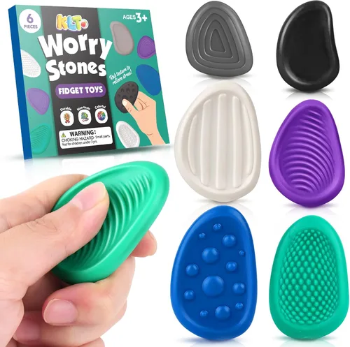 Juguetes Fidget para Adultos de Piedra Sensorial: Paquete de 6 Piedras de Preocupación Texturizadas para Niños Autistas para Calmarse - Juguetes