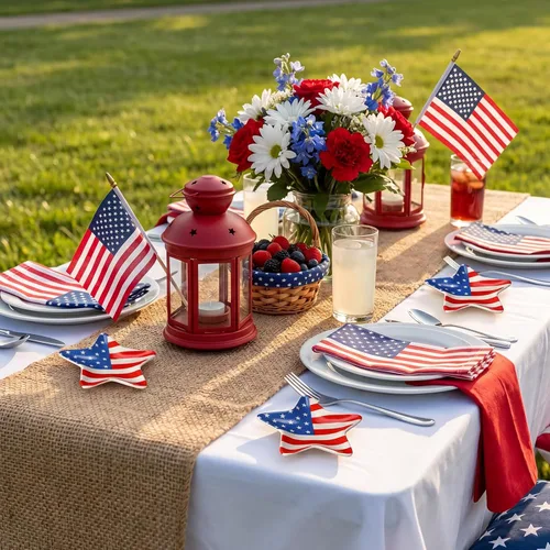 Miniatura 7 de Meanplan 2 Pcs Patriotic Coffee Spoon Rest 4.3 Inch 4th of July Ceramic Spoon Rest American Flag Star Dipping Bowl Blue and Red Star Dish for