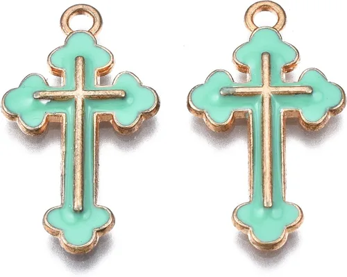 Miniatura 3 de Colgantes de aleación de cruz esmaltada Crucifijo Cruz Metal Colgantes para DIY Pendiente Pulsera Collar Llavero Joyería Fabricación Artesanía