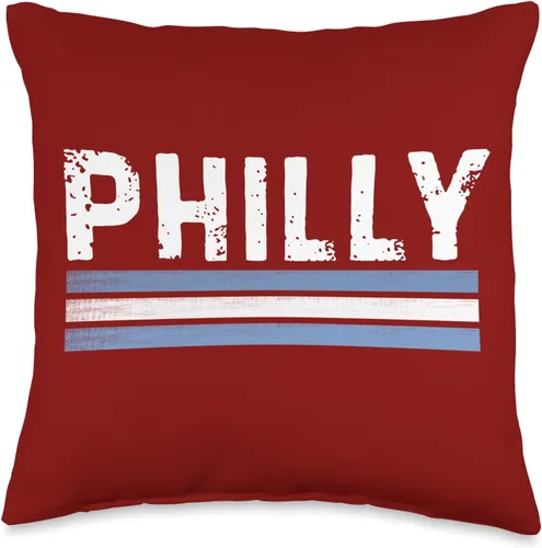 Philly Tee & Co Philly Retro Vintage Philadelphia Pennsylvania - Almohada de regalo turístico, 16 x 16 pulgadas, multicolor