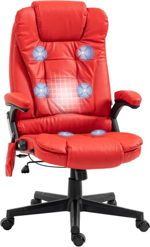 Miniatura 10 de HOMCOM, silla de oficina ejecutiva, ergonómica, piel sintética, con calor, masaje vibratorio., Cuero, Crema