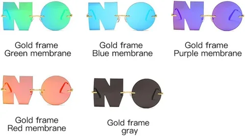 Miniatura 8 de ENTHYI Gafas de sol irregulares sin montura del diseño de la letra NO del partido para los hombreslas mujeres UV400 Streetwear Eyewears