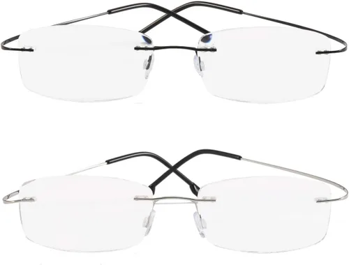 Miniatura 2 de Viseng Juego de 2 gafas de lectura sin montura de metal de titanio ultra ligeras para hombres y mujeres