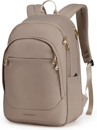 Miniatura 10 de LIGHT FLIGHT Mochila de viaje para laptop para mujer, mochila de 15.6 pulgadas con orificio de carga USB, resistente al agua, mochila negra de gran