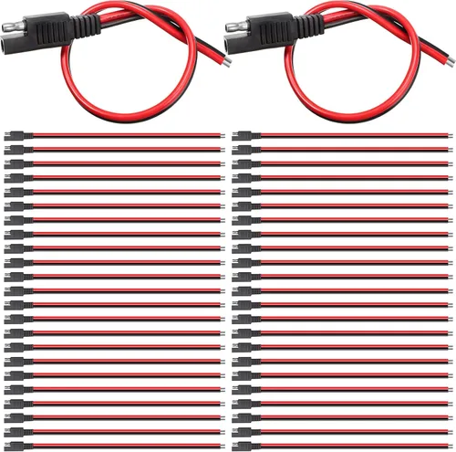 Miniatura 7 de Frienda Paquete de 8 cables de extensión de conectores rápidos SAE de 10 AWG de 2 pines, conectores de 1 pie de 12 V para desconectar el arnés