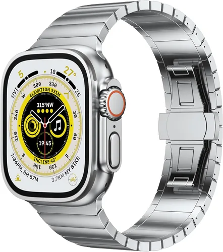 NotoCity Compatible con Apple Watch Ultra 2/Ultra de 1.929 in 1.772 in 1.732 in 1.654 in, correa de metal de titanio para hombres con cierre de