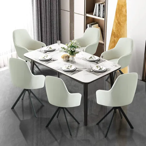 Miniatura 7 de Iauddy Funda de Silla Giratoria de Acento para Comedor para Oficina, Funda Elástica para Silla de Escritorio de Oficina de Respaldo Medio Protector