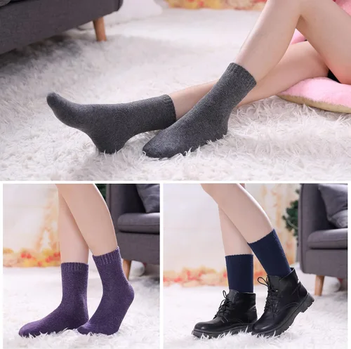 Miniatura 2 de MQELONG Calcetines deportivos de invierno para mujer, 5 pares, suaves, gruesos, cómodos, informales, de algodón, cálidos
