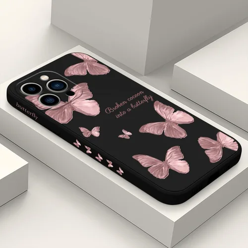 Miniatura 25 de LEECG Funda para iPhone 13 con diseño de mariposas y flores, diseño de astronauta, funda de teléfono con forro de microfibra suave, funda delgada
