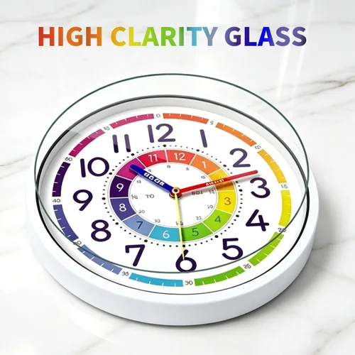Miniatura 2 de Reloj de pared para niños, reloj de pared silencioso de 12 pulgadas para niños, reloj de pared decorativo de cuarzo silencioso sin tictac para aulas