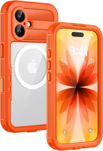 Miniatura 26 de Lanhiem Funda magnética para iPhone 17 Pro Max, IP68 impermeable, a prueba de polvo, compatible con Magsafe, protector de pantalla integrado, cuerpo