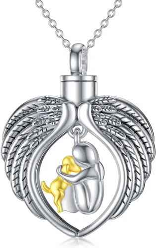 AOBOCO Collar de urna de perro de plata esterlina para cenizas, recuerdo conmemorativo de perro, joyería de cremación, regalos para mujeres amantes