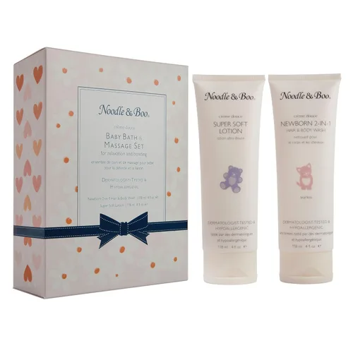 Miniatura 7 de Noodle & Boo Set de regalo de baño y masaje para bebés, con gel de baño y cuerpo para recién nacidos, loción súper suave, probado por pediatras