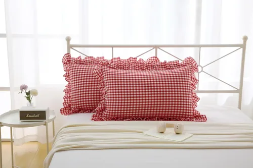 Miniatura 16 de Fundas de almohada cuadradas a cuadros en blanco y negro con volantes, fundas de almohada a cuadros, fundas de almohada de gingham, fundas