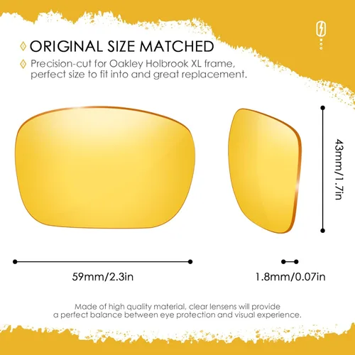 Miniatura 2 de Lentes de repuesto ANSI Z87.1 para gafas de sol Oakley Holbrook XL OO9417 Amarillo de alta definición.