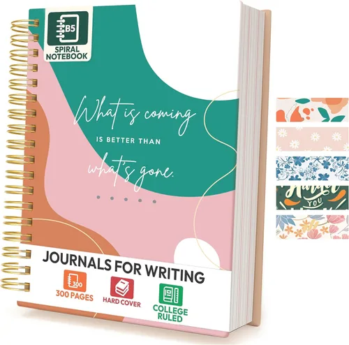 Miniatura 17 de Cuaderno de espiral de tapa dura, 10.25" x 7.25", 300 páginas, gran cuaderno universitario con rayas para mujeres, ideal para escritura, diario, New